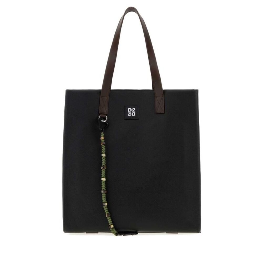 Dsquared Men Black Leather D2 Upside Down Shopping Bag